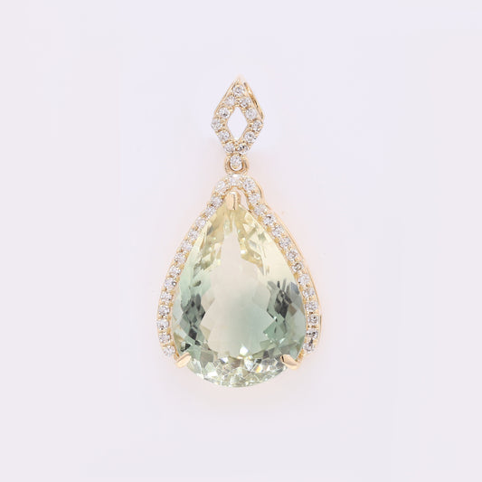 5.23 Ct Pear Mixed Cut Natural Sunstone 14K Gold Pendant