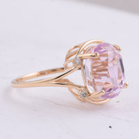 8.51 Ct Cushion Natural Kunzite 14K Gold Ring