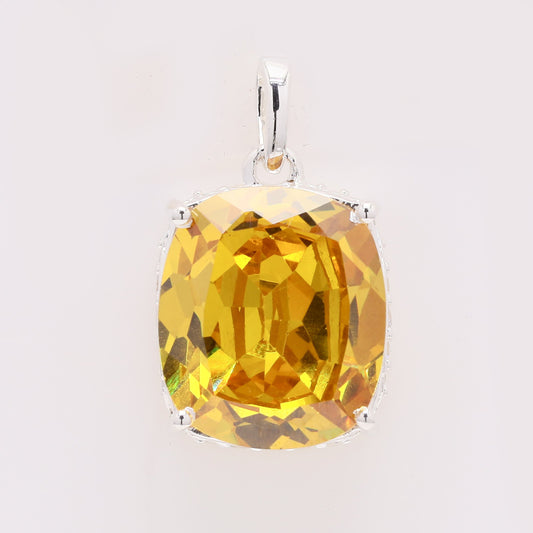 14.98 Ct Cushion Yellow Cz 925 Silver Pendant