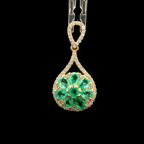 1.16 Ct Round Emerald 14K Gold Pendant