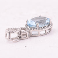 2.45 Ct Oval Mixed Cut Natural Aquamarine 950 Platinum Pendant