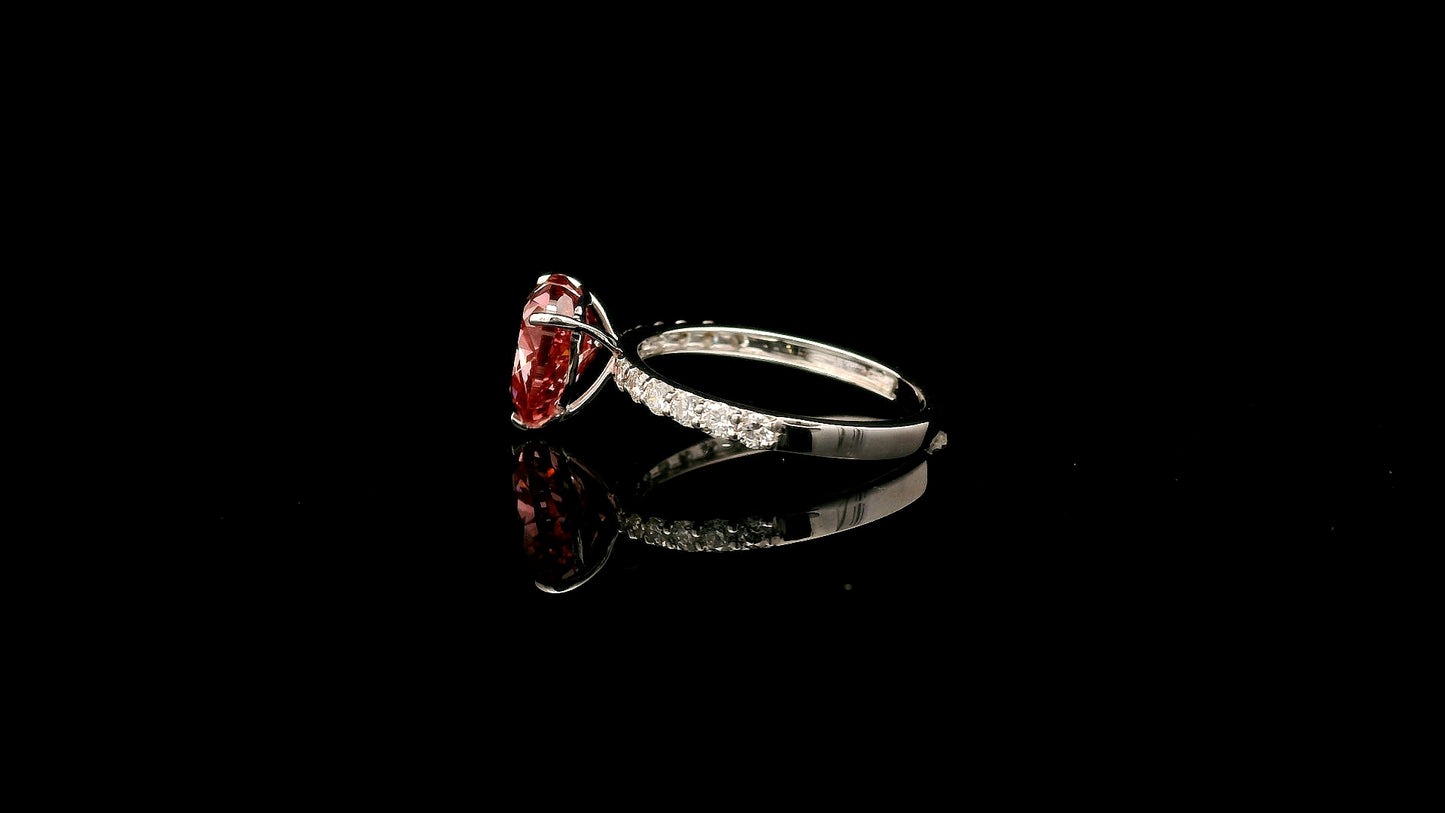 3.36 Carats Pink Lab Grown Diamond 14K Gold Ring