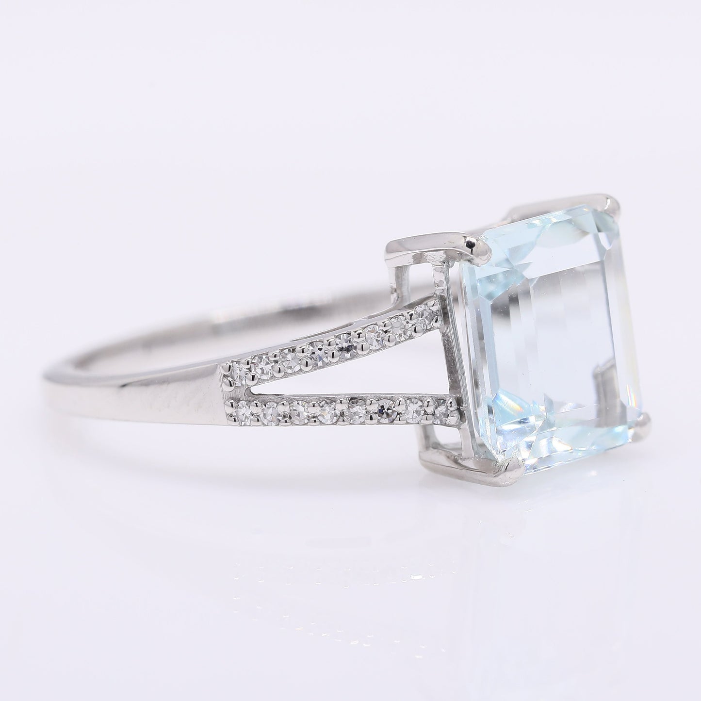 2.57 Ct Octagon Step Cut Natural Aquamarine 950 Platinum Ring