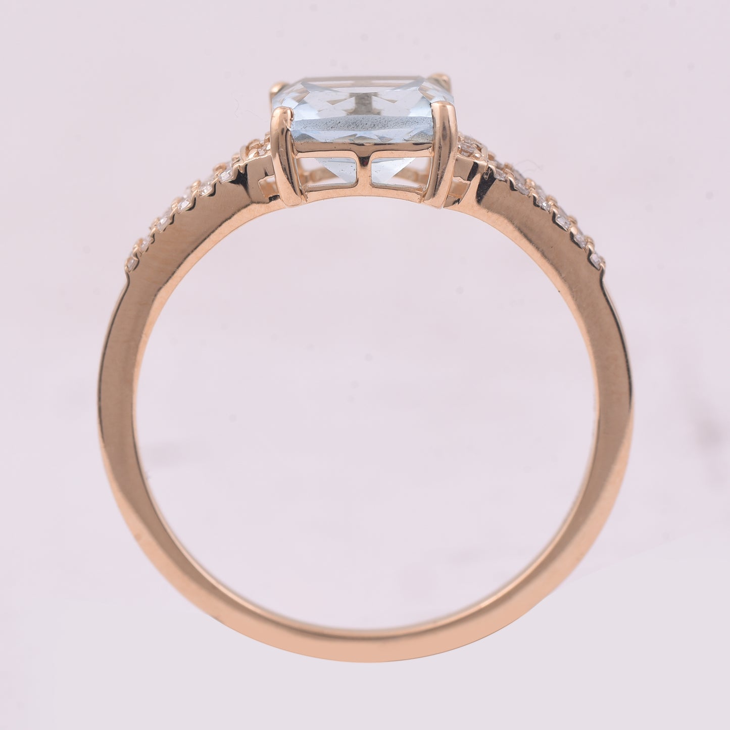 1.33 Ct Cushion Mixed Cut Natural Aquamarine 14K Gold Ring