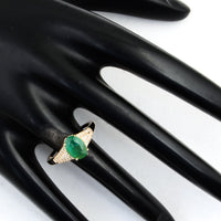 1.38 Ct Oval Mixed Cut Natural Beryl Emerald 14K Gold Ring