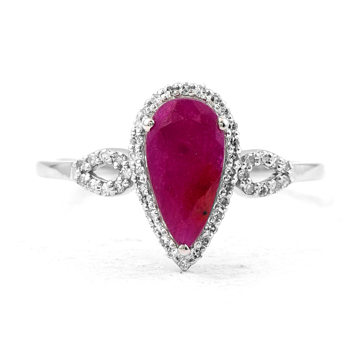 1.35 Ct Pear Mixed Cut Natural Ruby 950 Platinum Ring