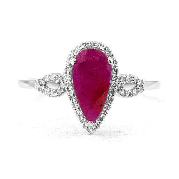 1.35 Ct Pear Mixed Cut Natural Ruby 950 Platinum Ring