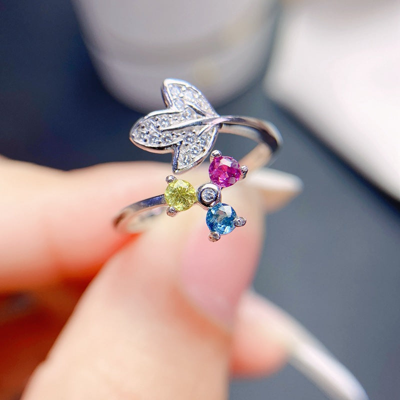 Multi Colored Tourmaline 925 Sterling Silver Ring