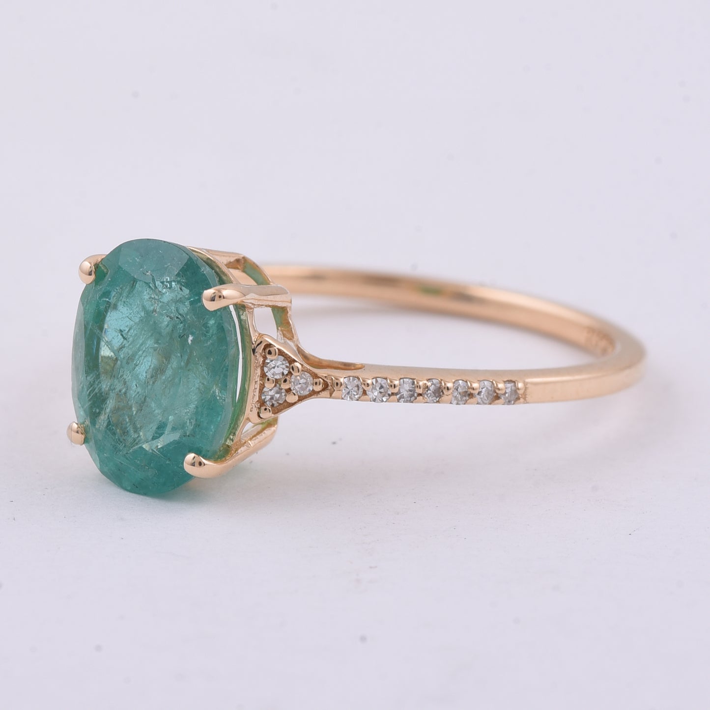 2.07 Ct Oval Natural Emerald 14K Gold Ring