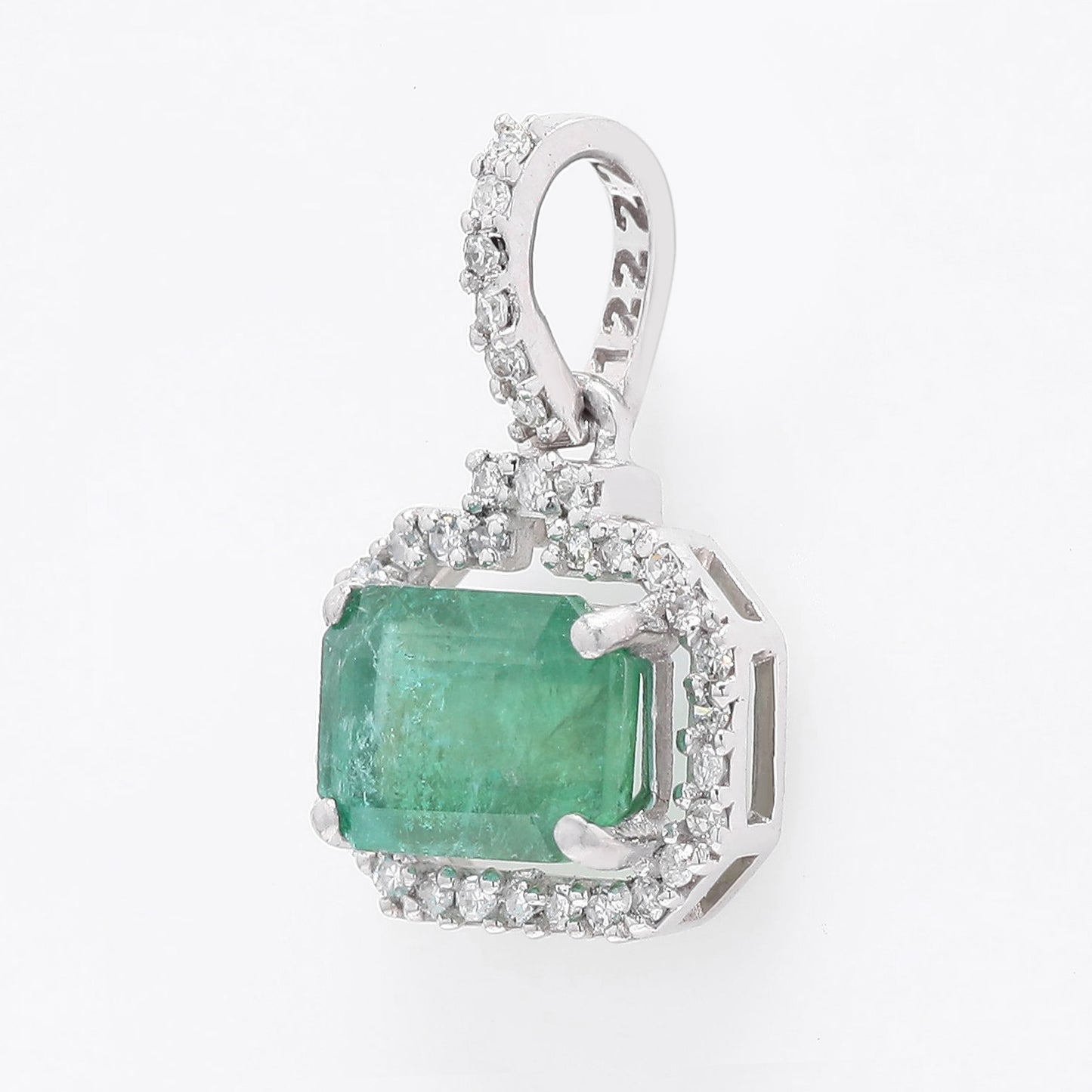 1.17 Ct Octagon Step Cut Natural Emerald 950 Platinum Pendant
