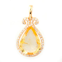 2.34 Ct Pear Mixed Cut Natural Yellow Sapphire 14K Gold Pendant