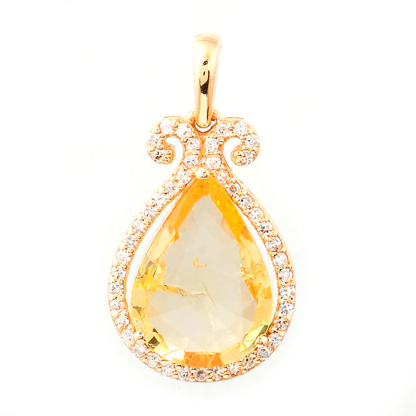 2.34 Ct Pear Mixed Cut Natural Yellow Sapphire 14K Gold Pendant