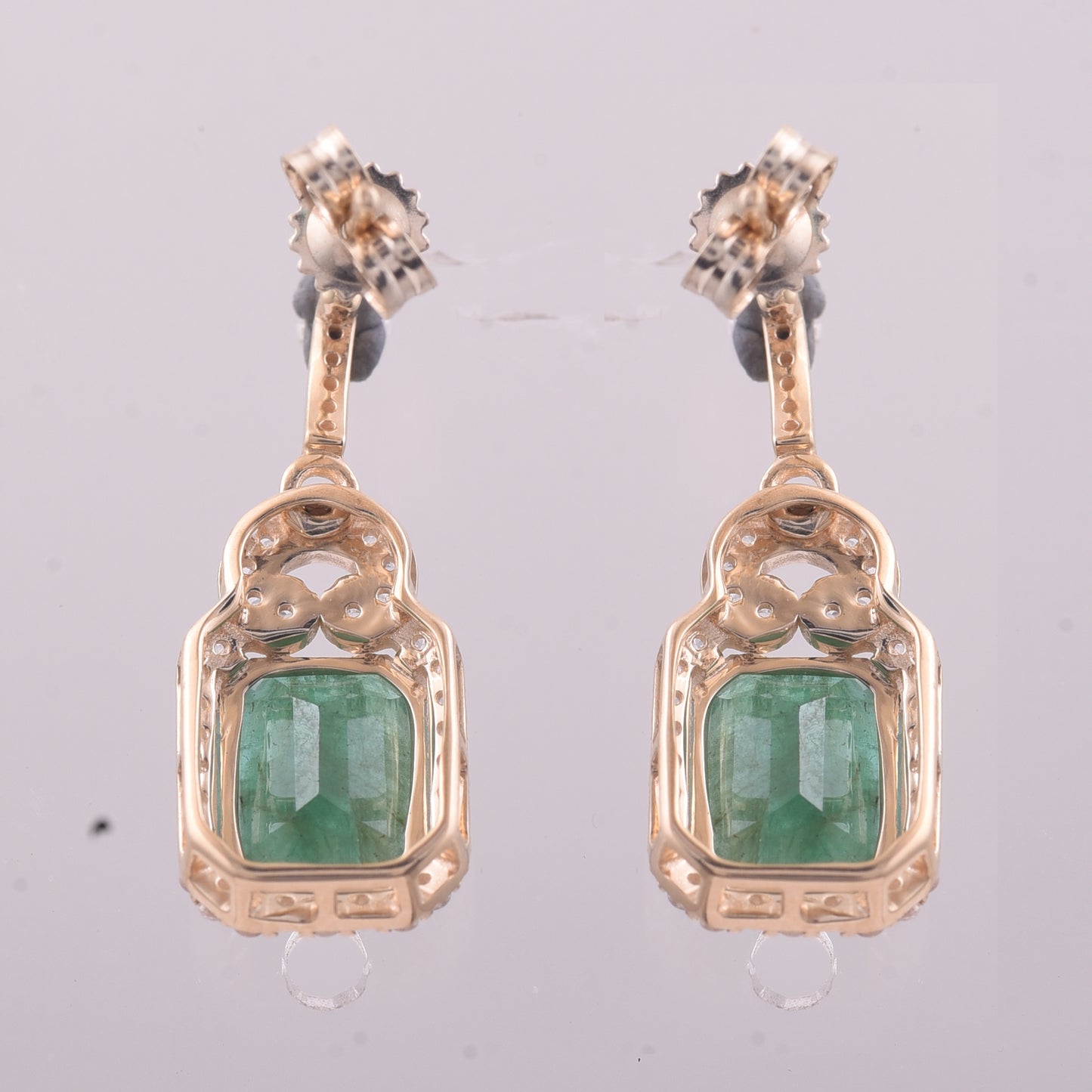 3.15 Ct Octagon Emerald 9K Gold Earrings