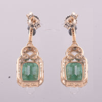 3.15 Ct Octagon Emerald 9K Gold Earrings