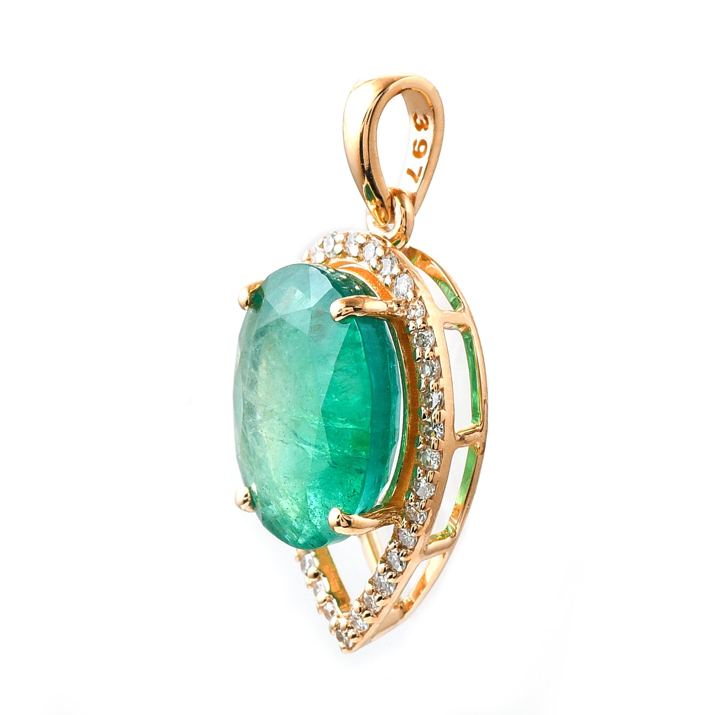 2.66 Ct Oval Emerald 14K Gold Pendant