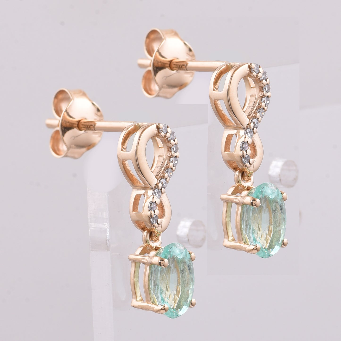 0.85 Ct Oval Natural Emerald 14K Gold Earrings