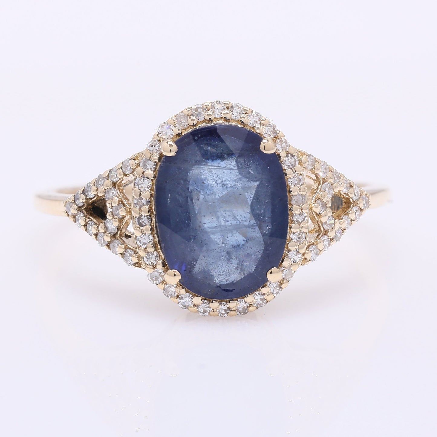 2.50 Ct Oval Mixed Cut Natural Sapphire 14K Gold Ring