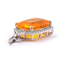 2.93 Ct Cushion Mixed Cut Natural Fire Opal 950 Platinum Pendant