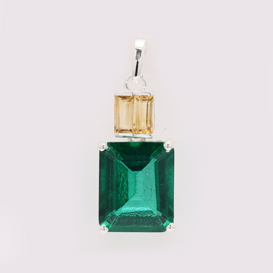 6.64 Ct Octagon Green Topaz 925 Silver Pendant