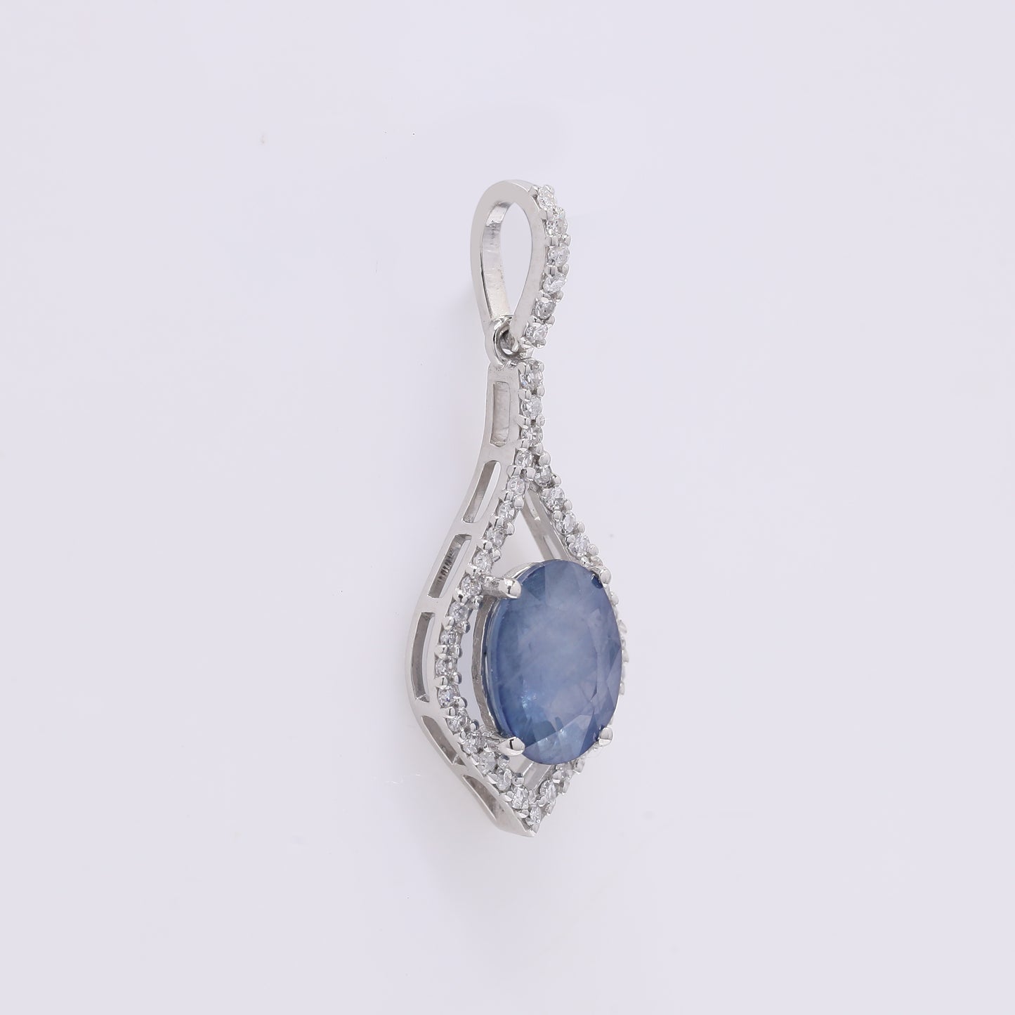 1.56 Ct Oval Mixed Cut Natural Sapphire 950 Platinum Pendant