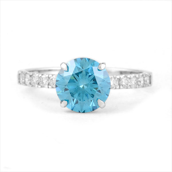 2.31 Carats Blue Lab Grown Diamond 14K Gold Ring