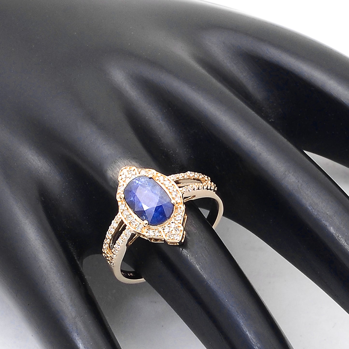 1.63 Ct Cushion Mixed Cut Natural Sapphire 14K Gold Ring