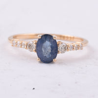 1.41 Ct Oval Natural Sapphire 14K Gold Ring