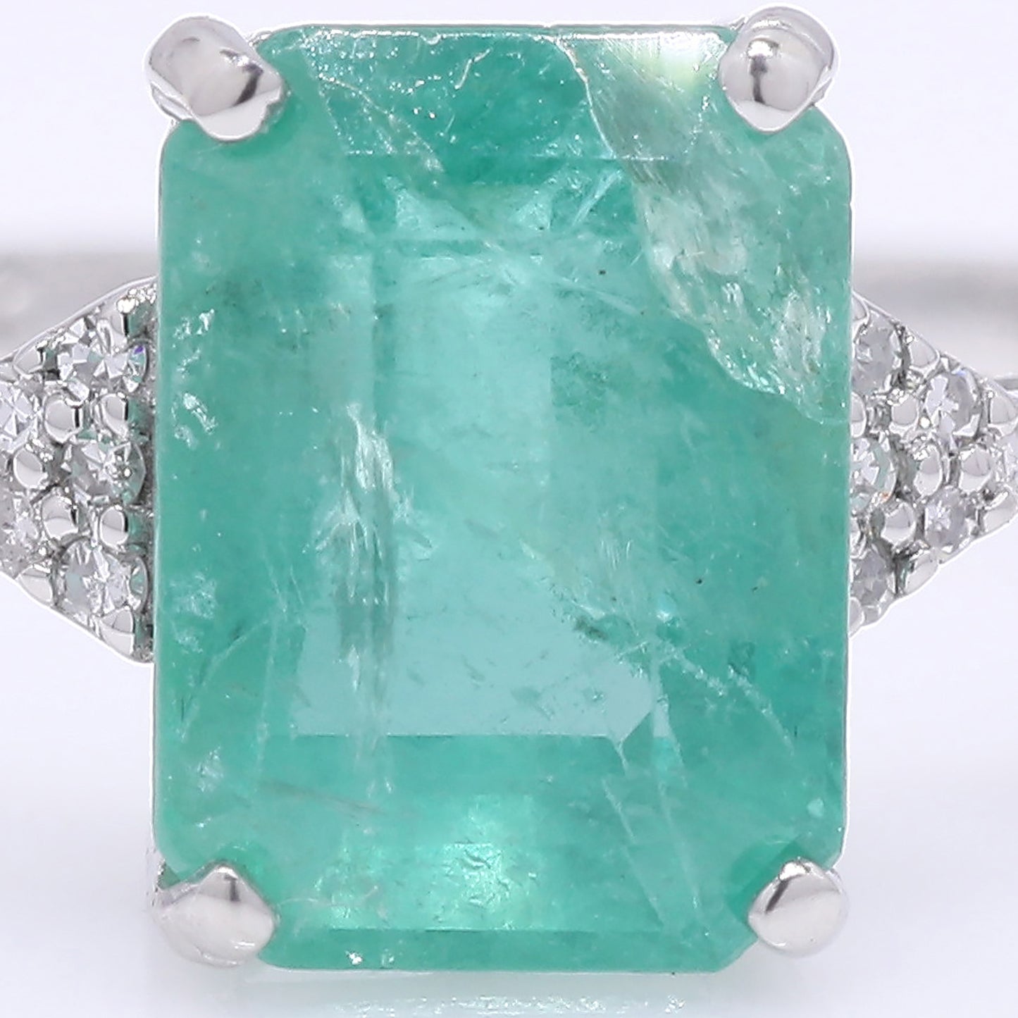 2.26 Ct Octagon Step Cut Natural Emerald 950 Platinum Ring