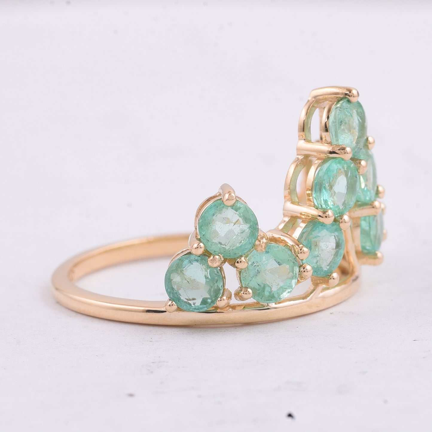 2.28 Ct Round Natural Emerald 14K Gold Ring