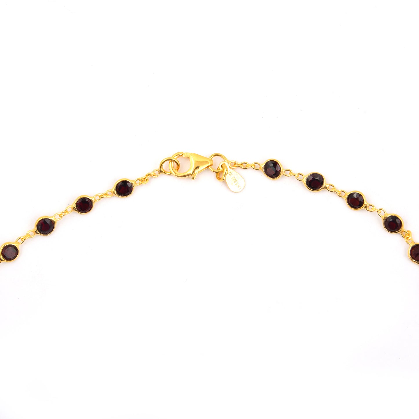14.33 Ct Round Garnet 925 Silver Necklace