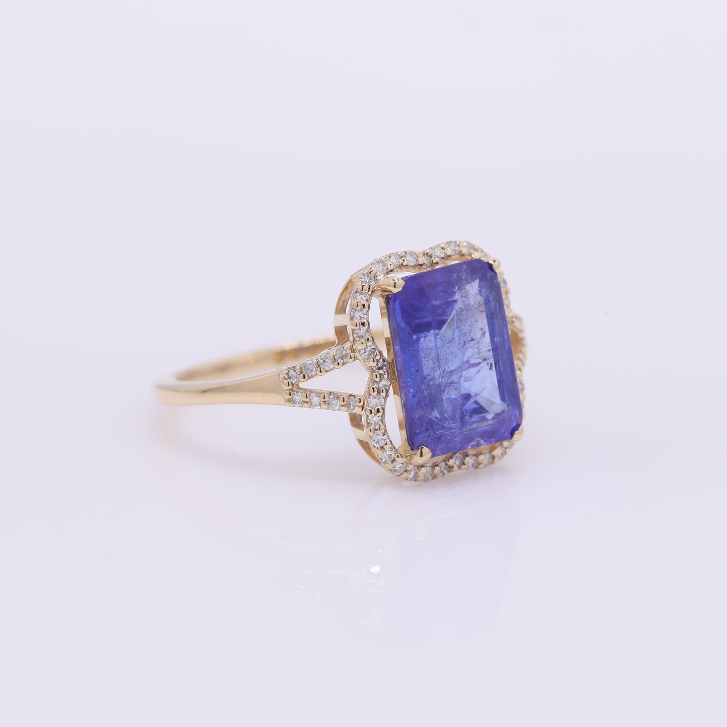 3.24 Ct Octagon Step Cut Natural Tanzanite 14K Gold Ring