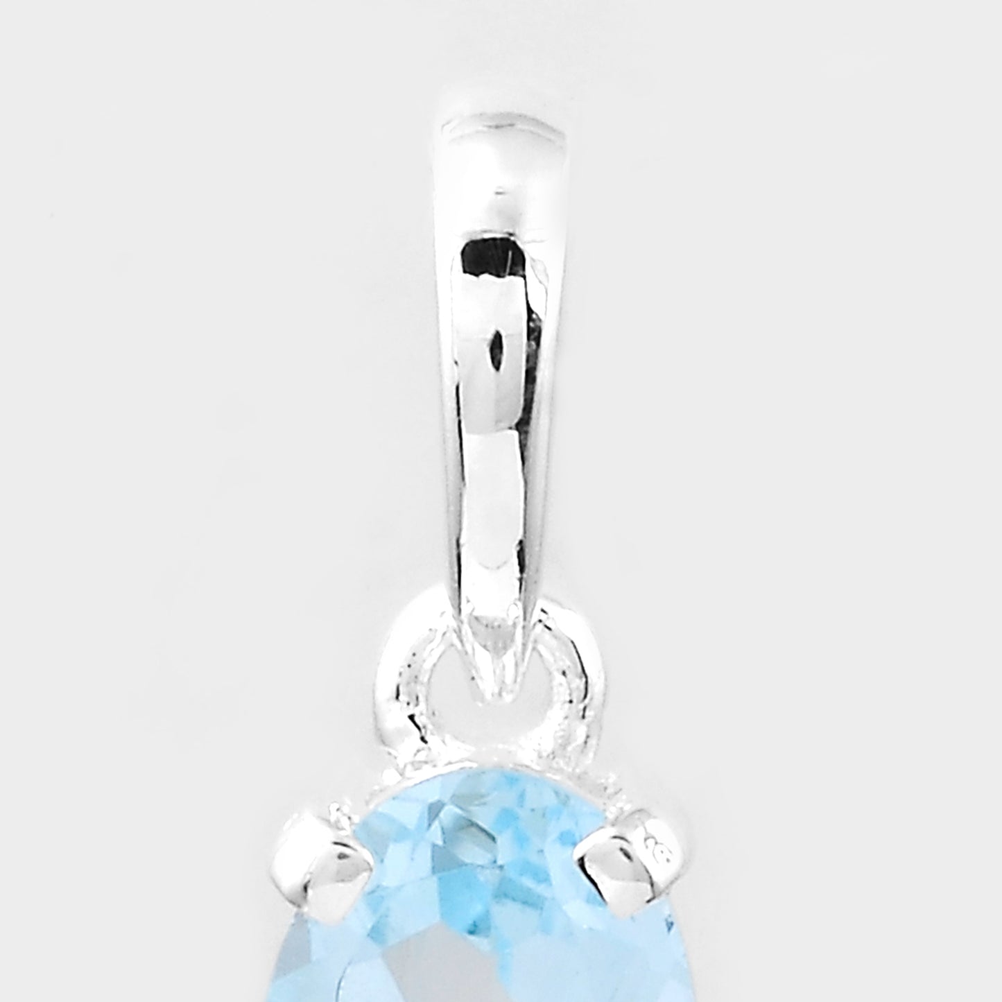 0.84 Ct Oval Blue Topaz, 925 Sterling Silver Pendant
