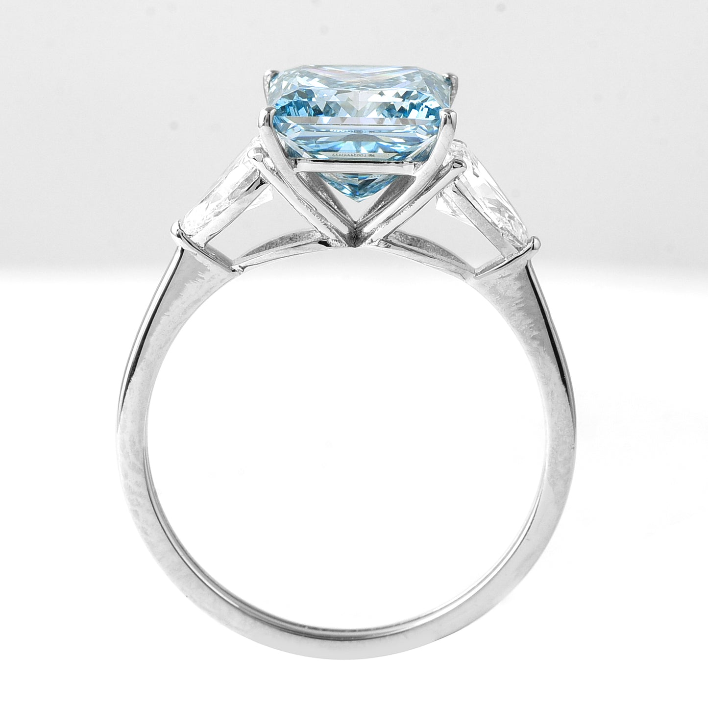 3.62 Ct Princess Cut Blue Lab Grown Diamond 950 Platinum Ring