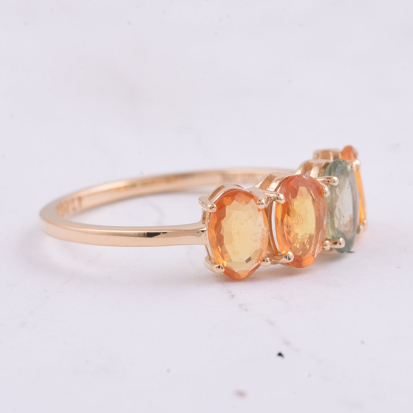 1.79 Ct Oval, Pear Natural Multi-Coloured Sapphire 14K Gold Ring