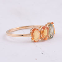 1.79 Ct Oval, Pear Natural Multi-Coloured Sapphire 14K Gold Ring