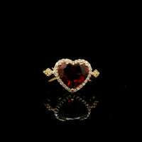 1.92 Ct Heart Mixed Cut Natural Garnet 14K Gold Ring