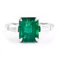 4.99 Ct Octagon Step Cut Natural Beryl Emerald 950 Platinum Ring