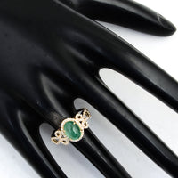 1.90 Ct Oval Cabochon Natural Beryl Emerald 14K Gold Ring
