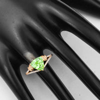 2.32 Ct Triangle Mixed Cut Natural Peridot 14K Gold Ring