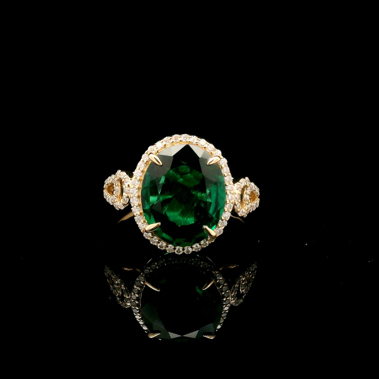 2.80 Ct Oval Mixed Cut Lab Grown Emerald 14K Gold Ring