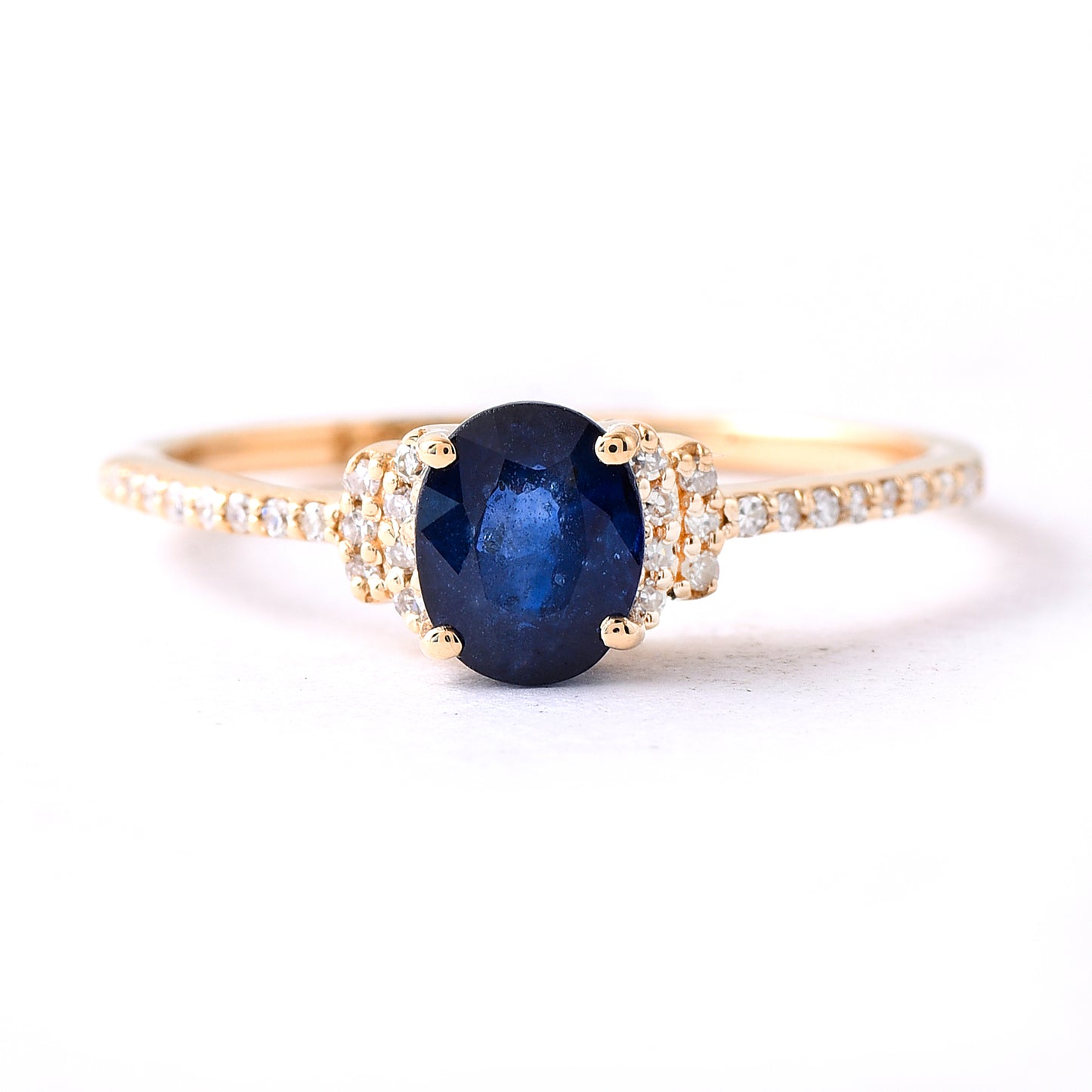 1.12 Ct Oval Mixed Cut Natural Sapphire 14K Gold Ring