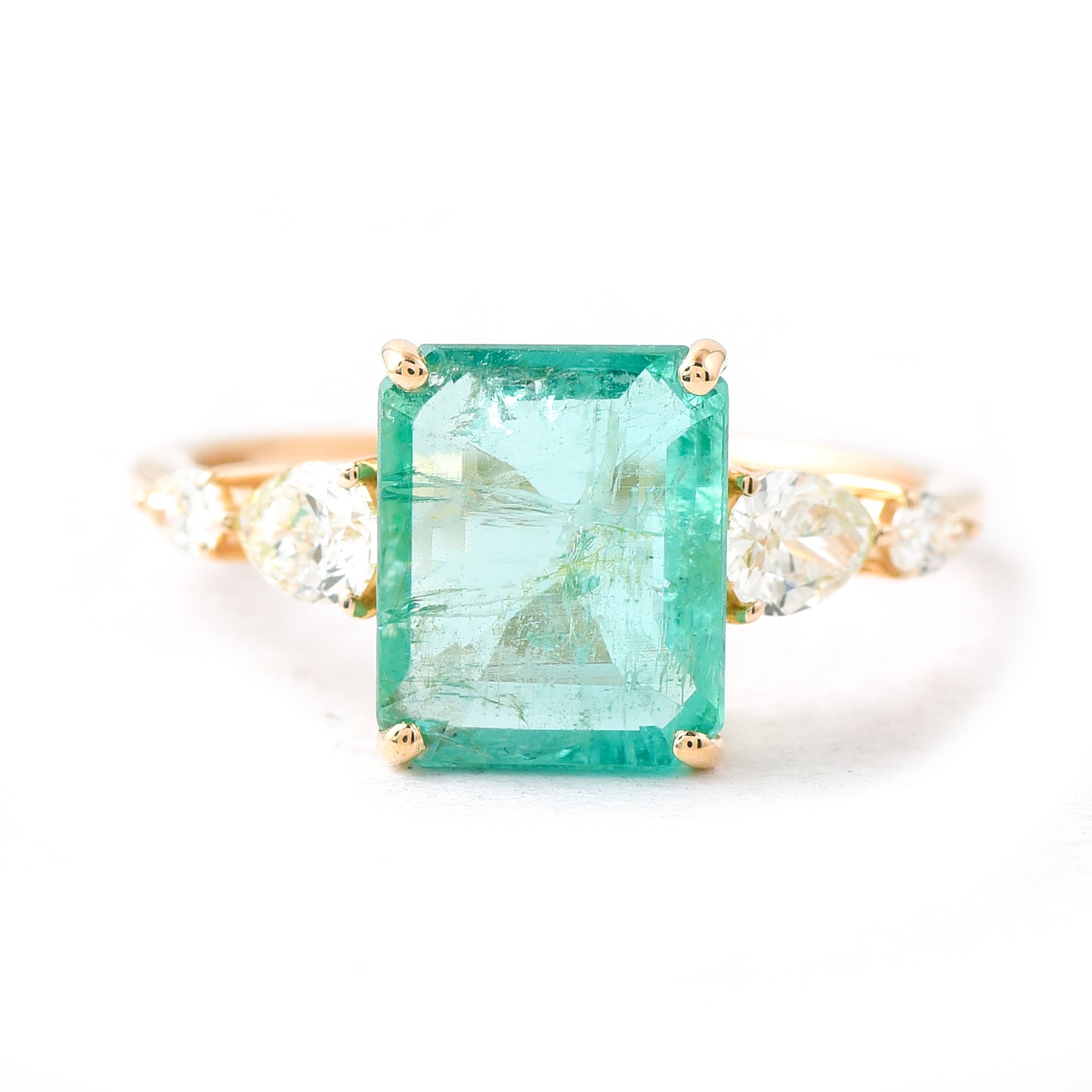 1.51 Ct Octagon Step Cut Natural Emerald 14K Gold Ring