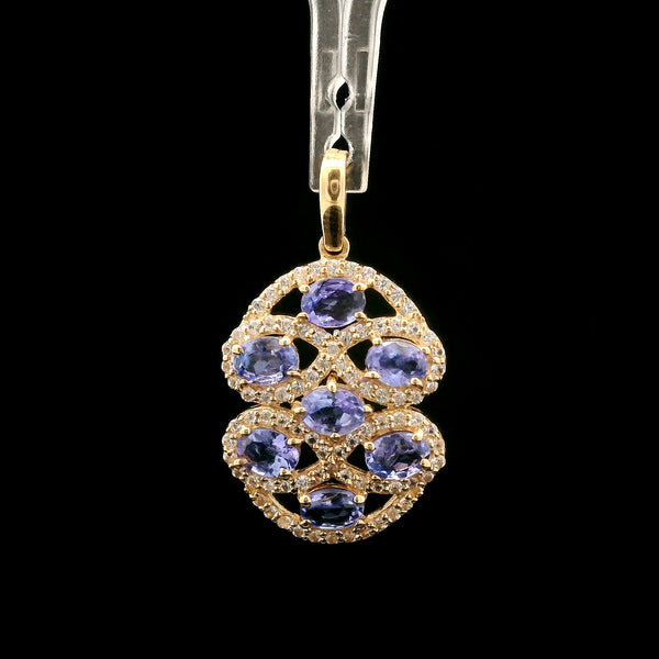 1.41 Ct Oval Tanzanite 14K Gold Pendant
