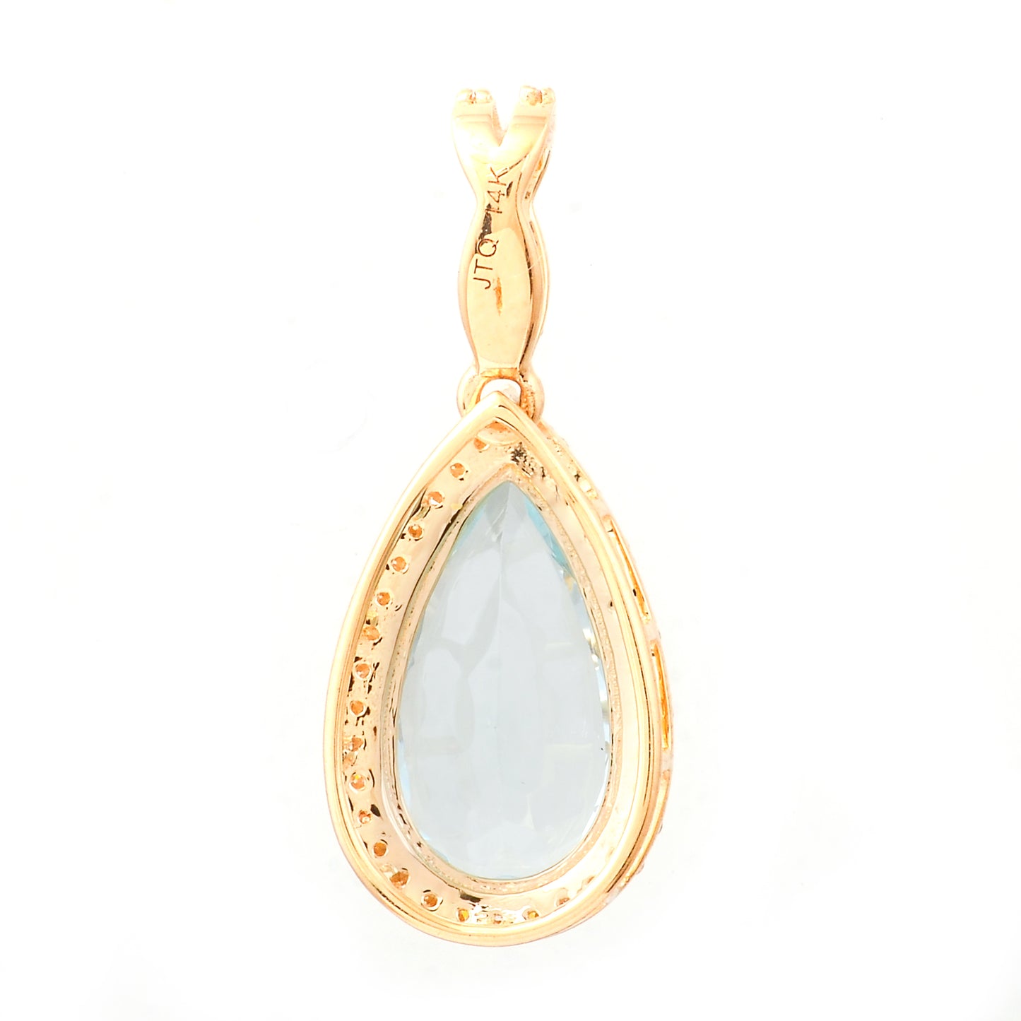 2.25 Ct Pear Mixed Cut Natural Aquamarine 14K Gold Pendant