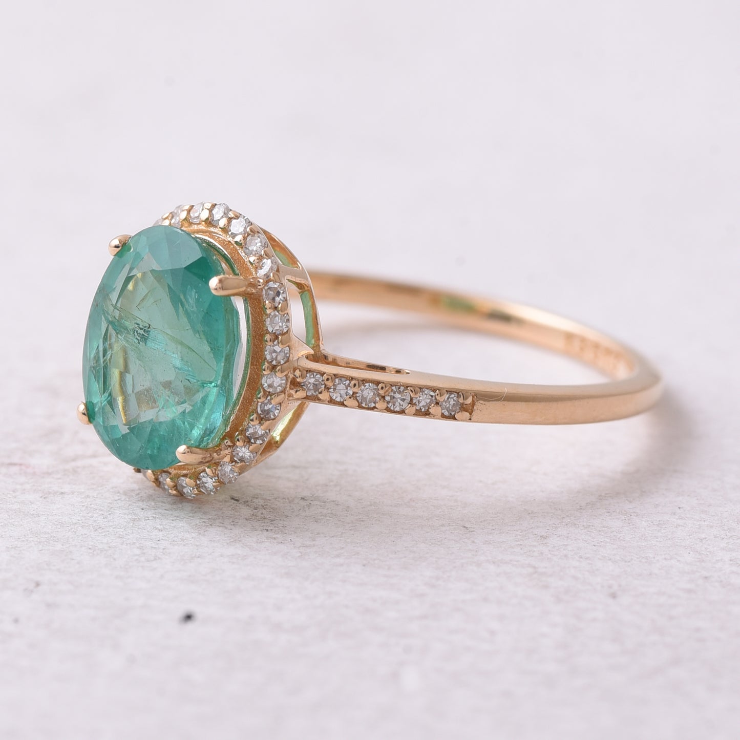 1.96 Ct Oval Natural Emerald 14K Gold Ring