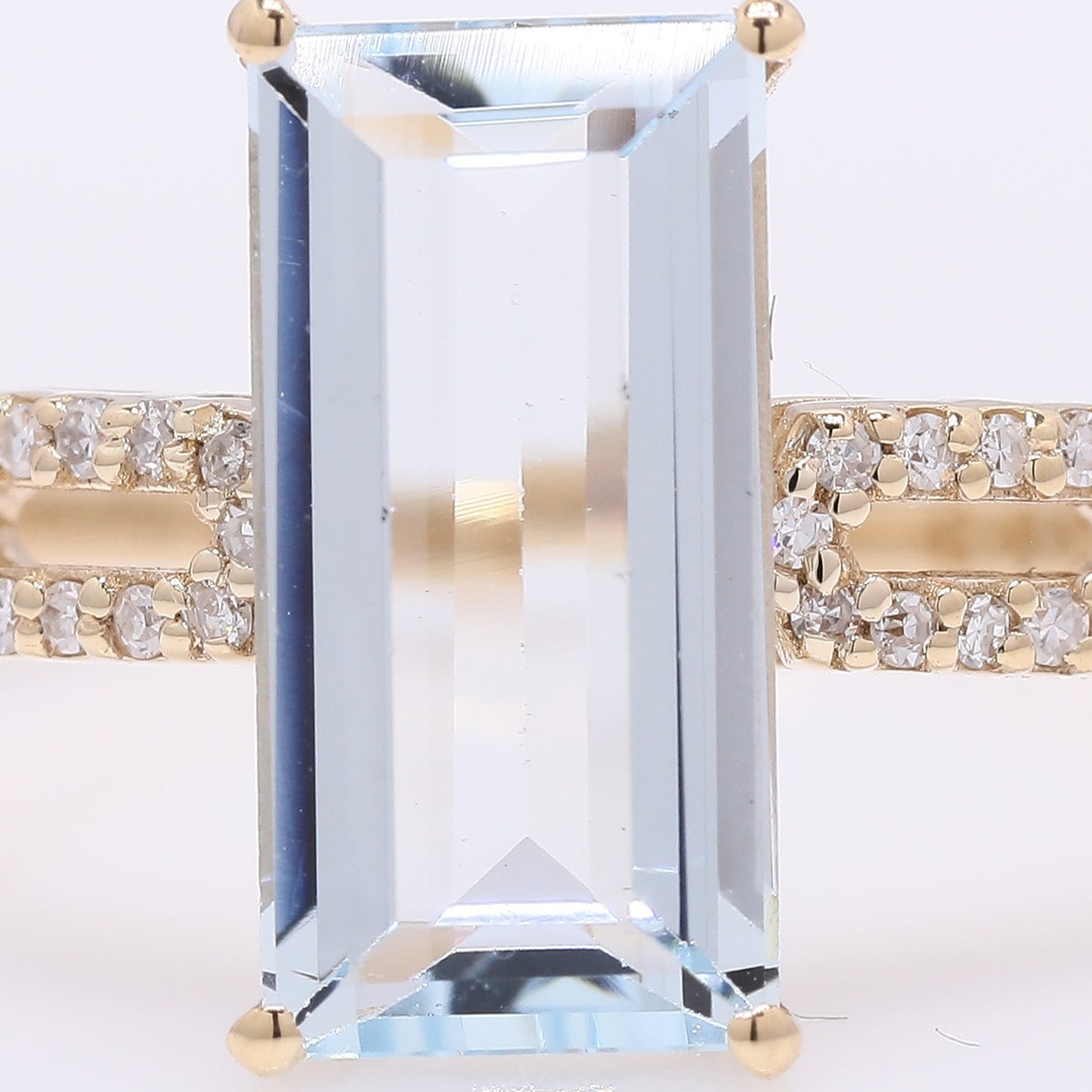 2.22 Ct Rectangle Step Cut Natural Aquamarine 14K Gold Ring