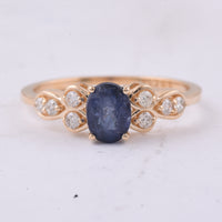 1.38 Ct Oval Natural Sapphire 14K Gold Ring