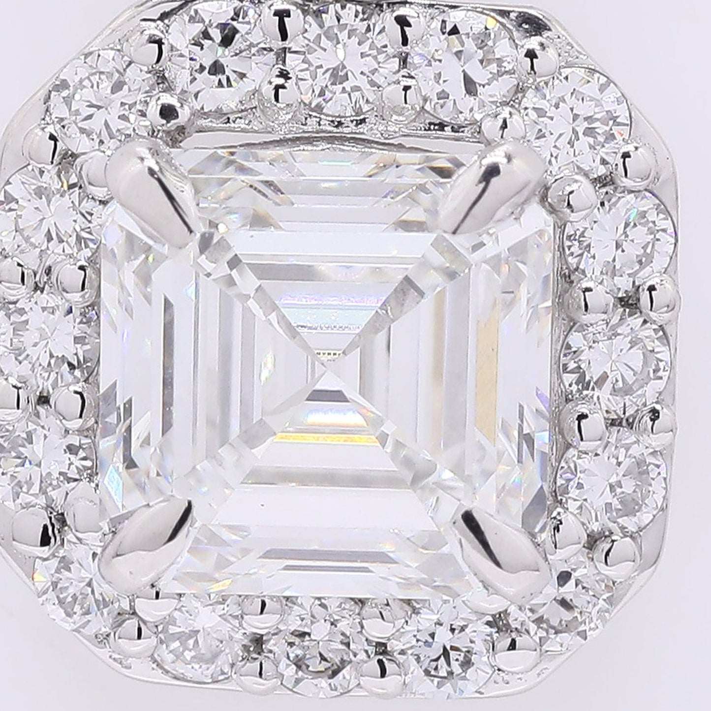 2.14 Ct Square Emerald Cut Lab Grown Diamond 950 Platinum Pendant