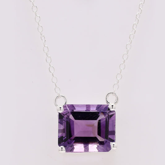 5.22 Ct Octagon Amethyst 925 Silver Pendant