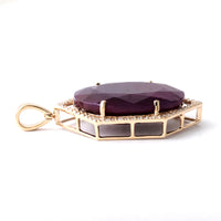 16.04 Ct Oval Mixed Cut Natural Corundum Ruby 14K Gold Pendant